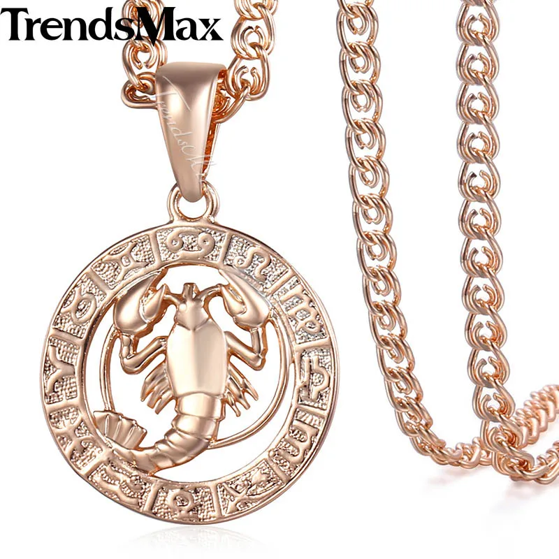 GP180 20inch Chain Знак зодиака Рак ожерелье для женщин мужчин 585 розовое золото кулон ожерелье Мужская мода ювелирные изделия Горячие личные подарки на день рождения GP180 - Окраска металла: GP180 20inch Chain
