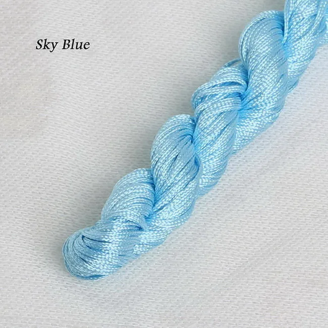 Sky Blue 1 мм x 24 м нейлоновый шнур, китайский узел, макраме, трещотка для изготовления ювелирных изделий, ожерелье, браслет, домашний текстиль, аксессуары, сделай сам - Цвет: Sky Blue