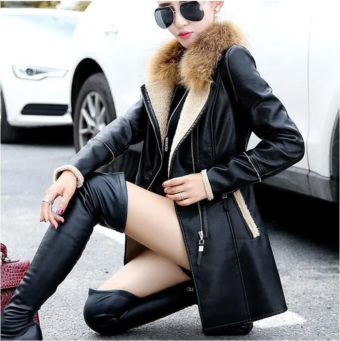 Меховая зимняя куртка Женское пальто новинка 2016 модная кашемировая Длинная