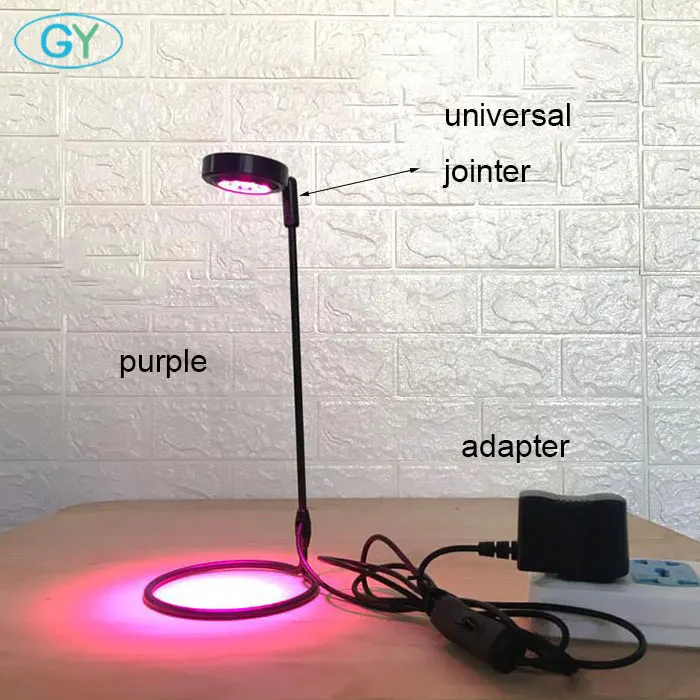 Светодиодный лампа для выращивания 5В USB или 220 переходник для рабочего стола, выращивание комнатных растений огни с защитой от повреждений и кольцом База Светодиодный Grow свет для аквариума