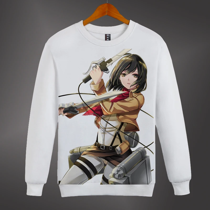 Высокое качество унисекс аниме Cos Attack on Titan Eren Mikasa костюмы для косплея пуловер с круглым вырезом повседневные толстовки с капюшоном