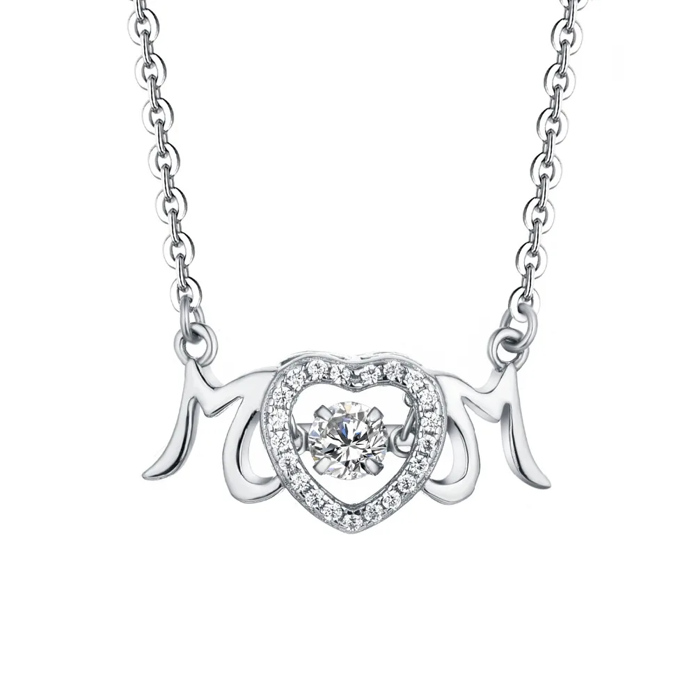 JO WISDOM Best Gift for Mom Heart 925 Sterling Silver Pendants Necklaces with Natural Topaz Dancing Stone Party |