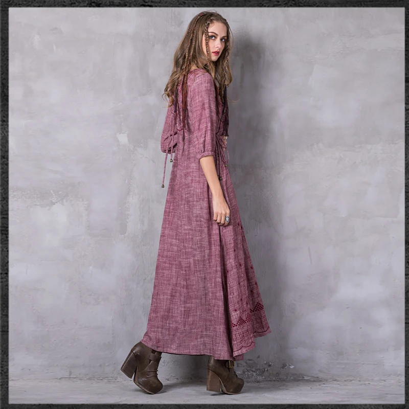 Jxdinoy 2018 Лето Boho новый хлопок белье вышивка платье красивая Фонари с круглым