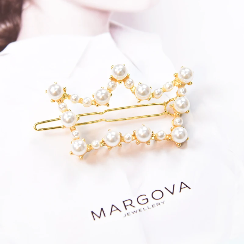 Raindo Детские аксессуары для волос геометрический неправильный золотой цвет зажим для волос с жемчугом заколки-пряжки для волос девушки аксессуары для волос - Цвет: crow