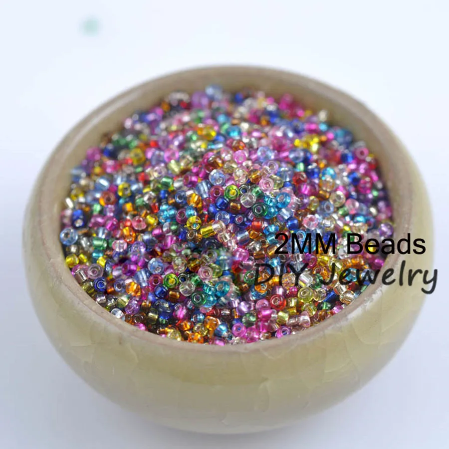 

16g 1000pcs 2mm 12/0 Mix Color Silver Lined Round Loose Spacer Beads Cezch Glass Seed Beads Jewelry Making DIY Garment Bead