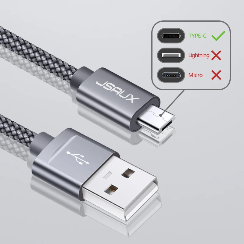 JSAUX 2 м Micro USB кабель для Xiaomi Redmi Note 5 Pro 4 Реверсивный Micro USB кабель для зарядки и передачи данных для мобильного телефона samsung S7