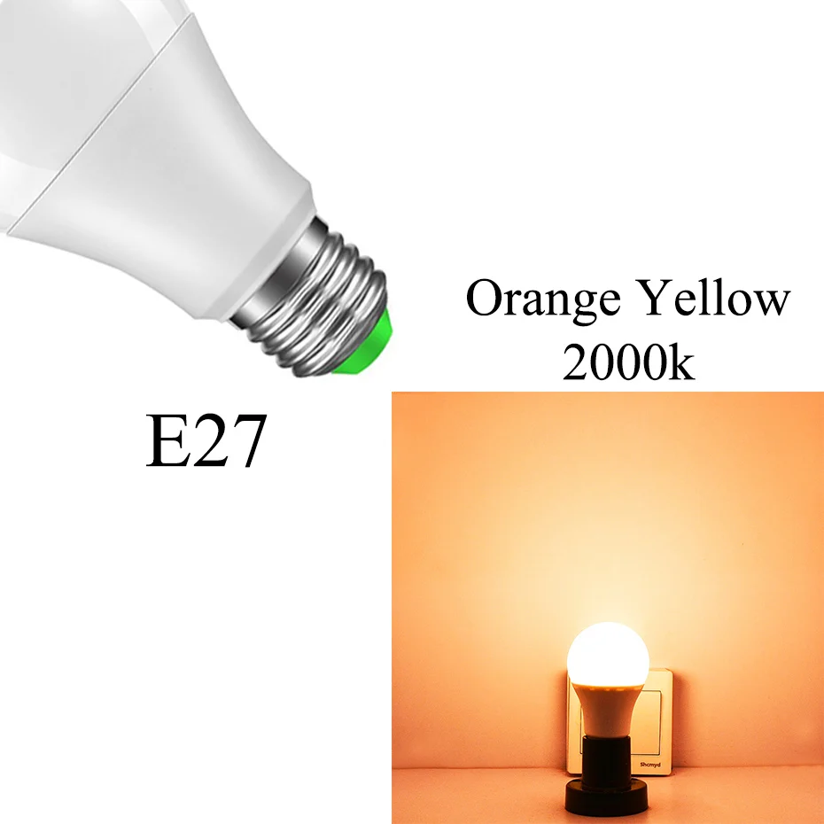 E27 Orange 2000K Светодиодная Сенсорная лампа 220 В, 110 В, светильник в сумерках до рассвета, лампа E27 B22 IP44, Автоматическое включение/выключение с датчиком, умный светильник, лампа 10 Вт, 15 Вт, дневной ночной Светильник - Испускаемый цвет: E27 Orange 2000K