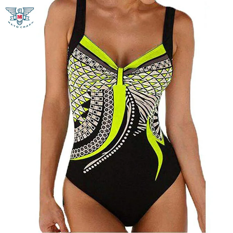 Женский купальный костюм с винтажным принтом Maillot De Bain подкладкой 2019|Комбинезоны|