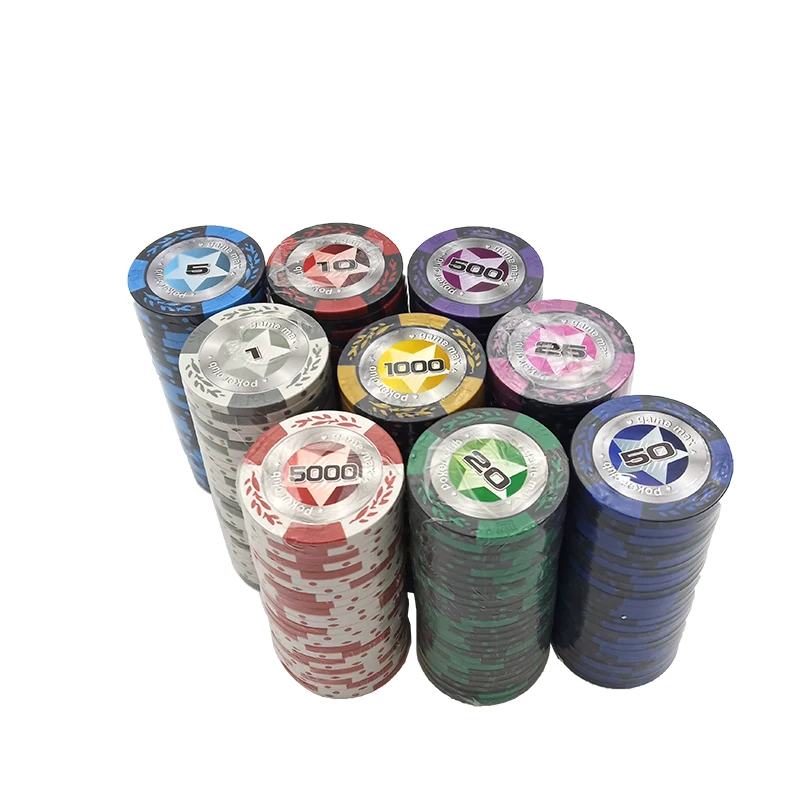 

Easytoday 25Pcs/set Upscale Poker Chips Set Clay Embedded iron Baccarat Texas Hold'em Professional Poker Chip Poker