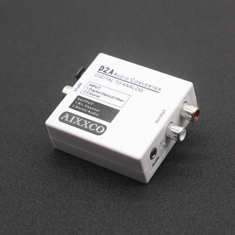 Цифровой оптический коаксиальный преобразователь AIXXCO Mini D2A Toslink в аналоговый RCA