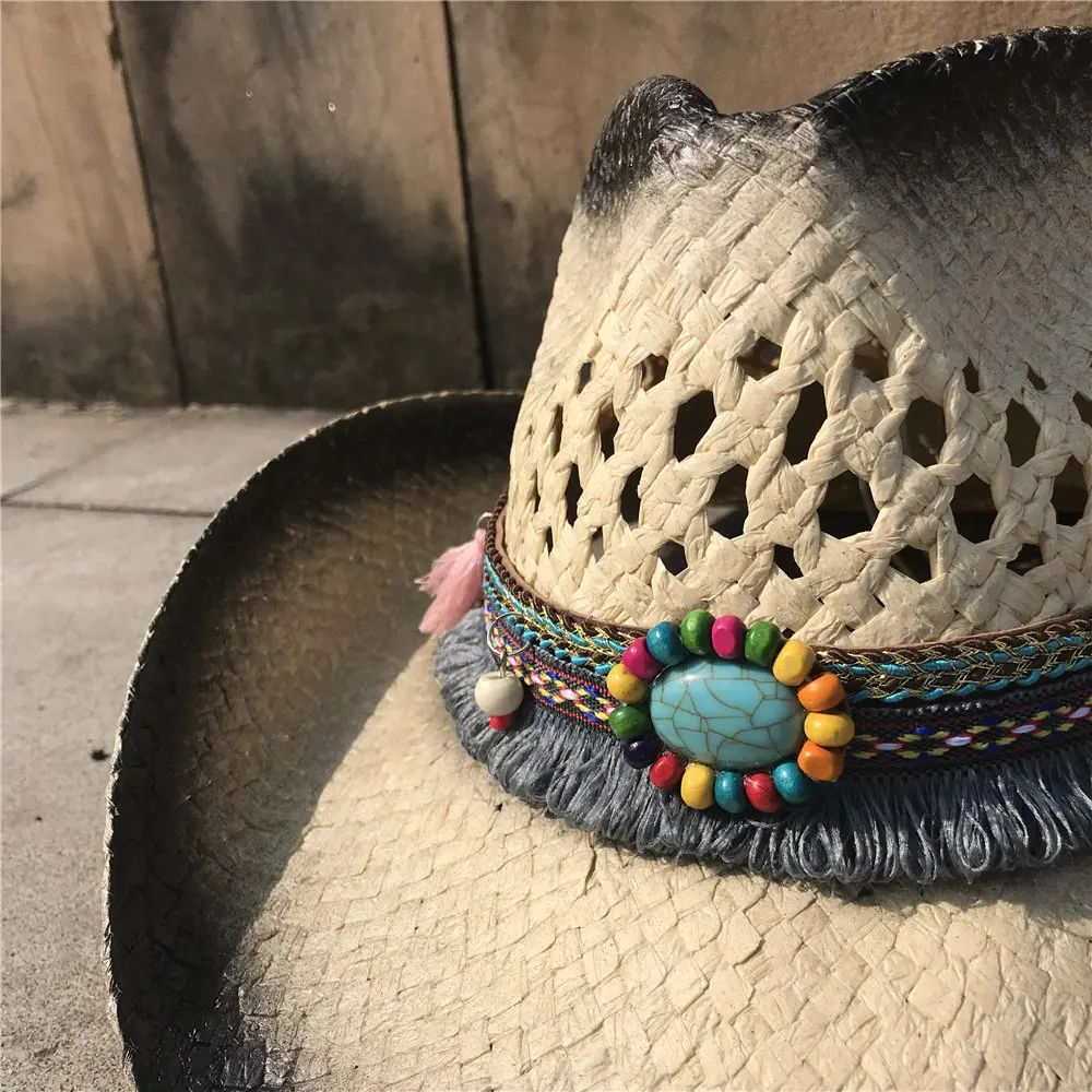 Женская Ковбойская шляпа в ковбойском стиле летняя женская Sombrero Hombre с кисточками
