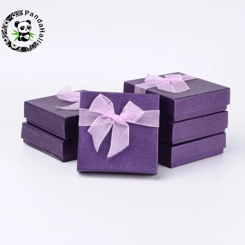 04 Purple Pandahall 72 шт. квадратный бант органза лента картонный браслет подарочные коробки для ювелирных изделий упаковка и дисплей 9x9x2,7 см - Цвет: 04 Purple