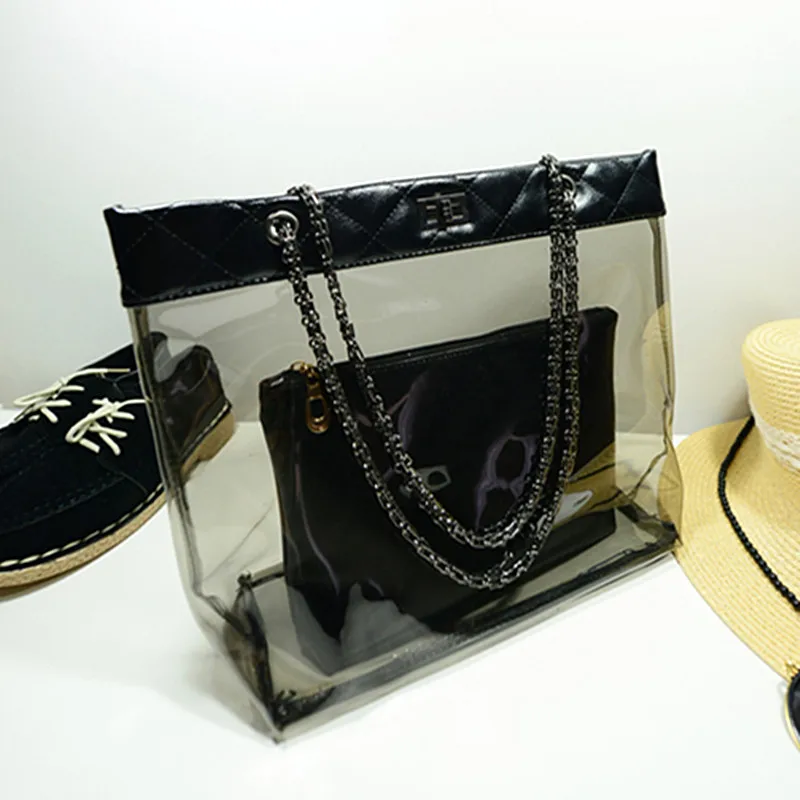 Прозрачная женская сумка 2 шт. прозрачные летние сумочки из ПВХ для пляжа|Сумки с