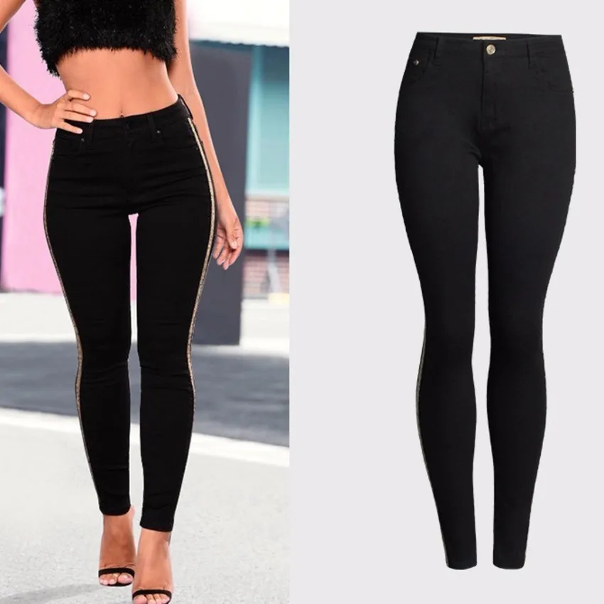 Женские повседневные эластичные узкие джинсы с высокой талией женские уличные