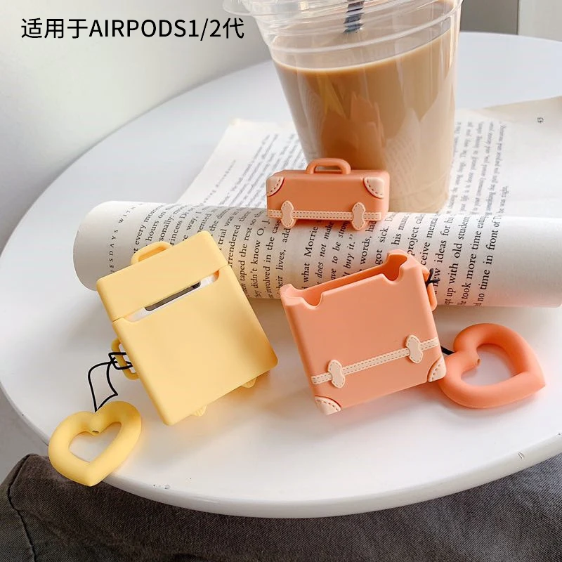 Ретро чемодан беспроводной Bluetooth чехол для наушников силиконовый зарядный Airpods1/2