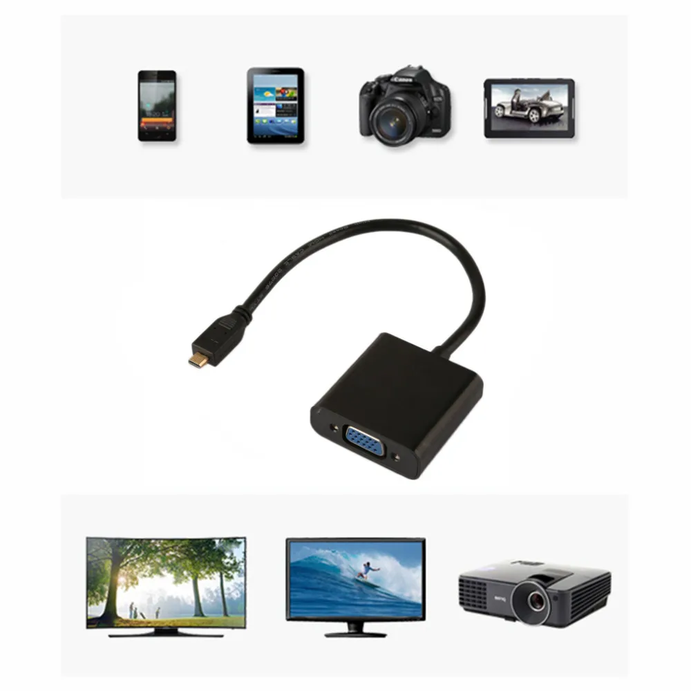 Новый 1080 P Micro HDMI к VGA Женский видео кабель конвертер адаптер для портативных ПК |