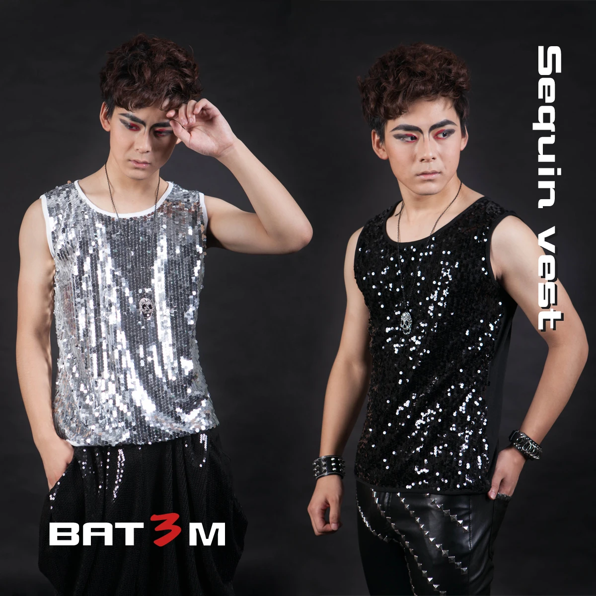 2015 Серебряная черная Мужская одежда Приталенный жилет модный мужской певец DJ