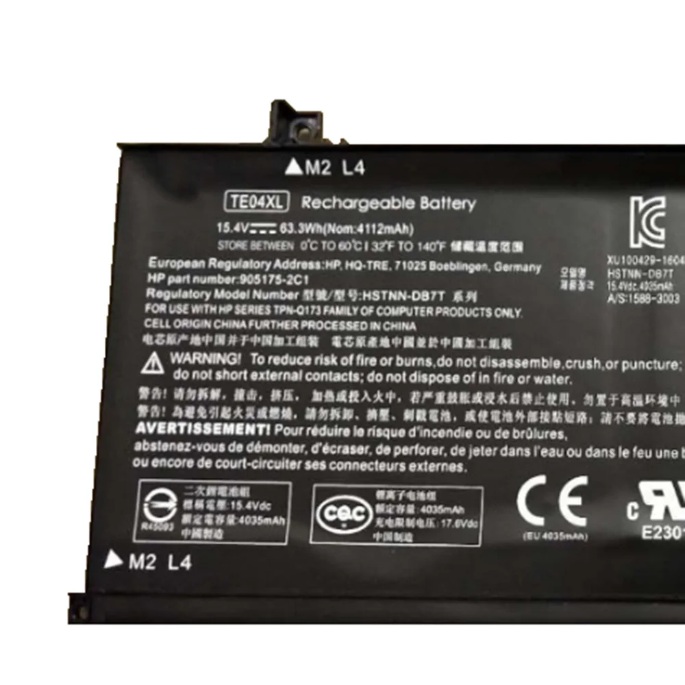 15 4 V 63.3Wh TE04XL новый оригинальный аккумулятор для ноутбука HP OMEN 15-AX 15-AX033DX AX020TX 905277-555