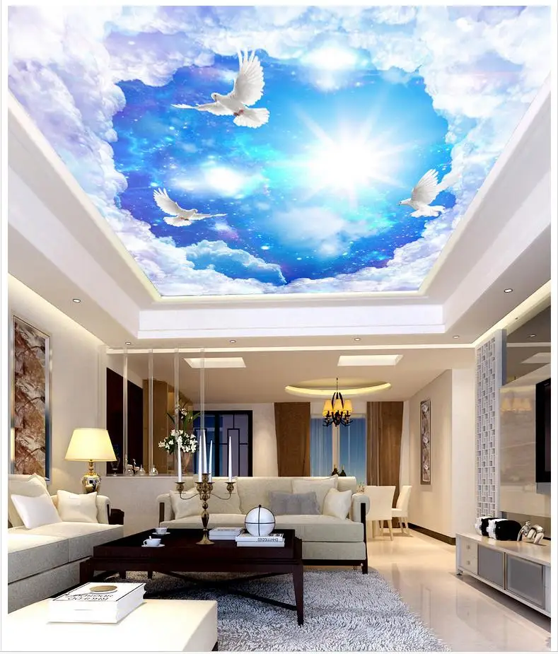 

3d photo wallpaper custom 3d ceiling murals wallpaper Fantasy Starry White Dove zenith fresco wallpaper decoration painting wall