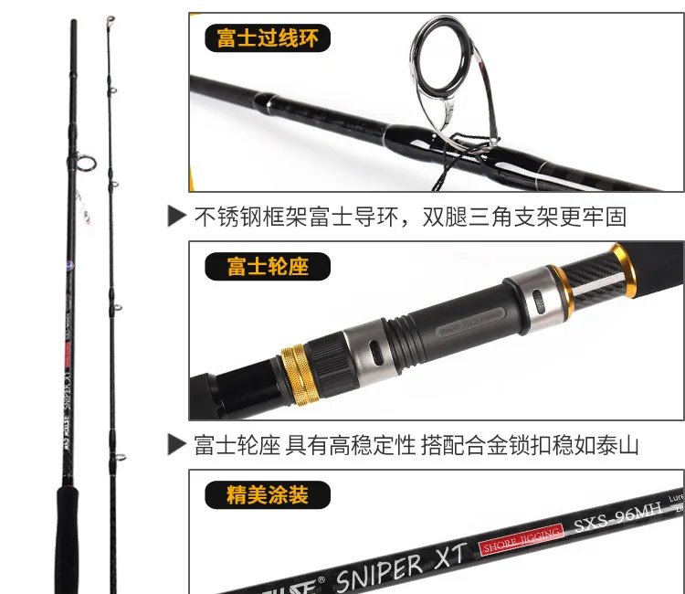 Япония Полный fuji cross carbon 2,88 М MH/H отжимная удочка для ловли мелкой рыбы Поппер Приманка Удочка Для Серфинга Литье удочка без колеса в комплекте