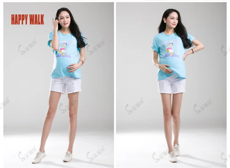 Летние Новые повседневные джинсовые шорты для беременных женщин белые джинсы