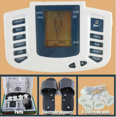 

JR-309 Hot new Electrical Stimulator Full Body Relax Muscle Therapy Massager,Pulse tens Acupuncture with therapy slipper+ 4pads