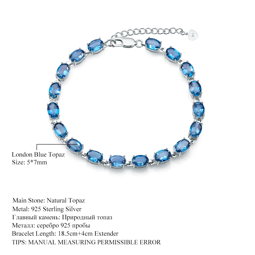

GEM'S BALLET 5x7mm Natural London Blue Topaz Bracelets&bangles 925 sterling silver For Women Luxury Fine Costume Jewelry Gift