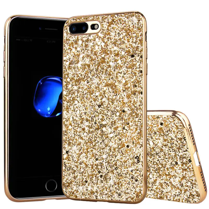 Чехол для телефона iPhone 7 8 Plus X Xs Xr Max роскошные стразы с блестками Coque Мягкий ТПУ