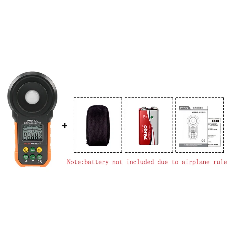 PEAKMETER MS6612 Цифровой Люксметр 200000 люкс светильник тестер спектры Авто Диапазон горячий по всему миру светильник освещение измерительный инструмент