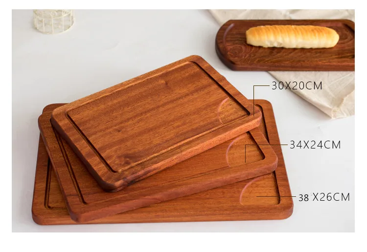 Sapele домашняя тарелка для стейка, деревянный поднос, разделочная доска, макет, приготовленная мясная тарелка, западный ресторан, тарелка для пиццы