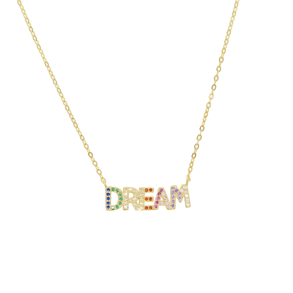 dream-G Высокое качество, Стерлинговое Серебро 925 пробы, Радужное красочное cz MAMA LOVE DREAM ожерелье для женщин, Дамское богемное Бохо модное ювелирное изделие - Окраска металла: dream-G