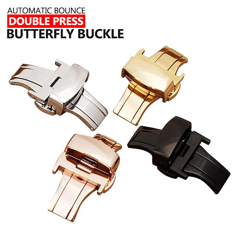 Пряжка-бабочка из нержавеющей стали для наручных часов кожаный ремешок розового