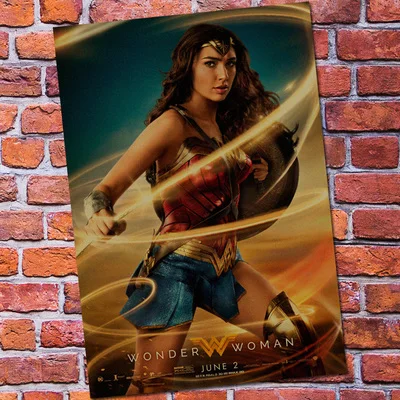 Винтажный бумажный Ретро аниме постер-Wonder Woman DC-poster cudi poster/Винтажный домашний Настенный декор - Цвет: Коричневый