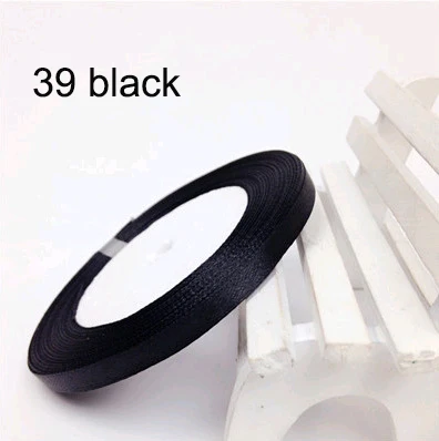 39 black 25 ярдов атласная лента 6 мм корсажные ленты DIY лук Ремесло Декор для упаковки подарков Свадебная вечеринка украшения принадлежности для скрапбукинга - Цвет: 39 black
