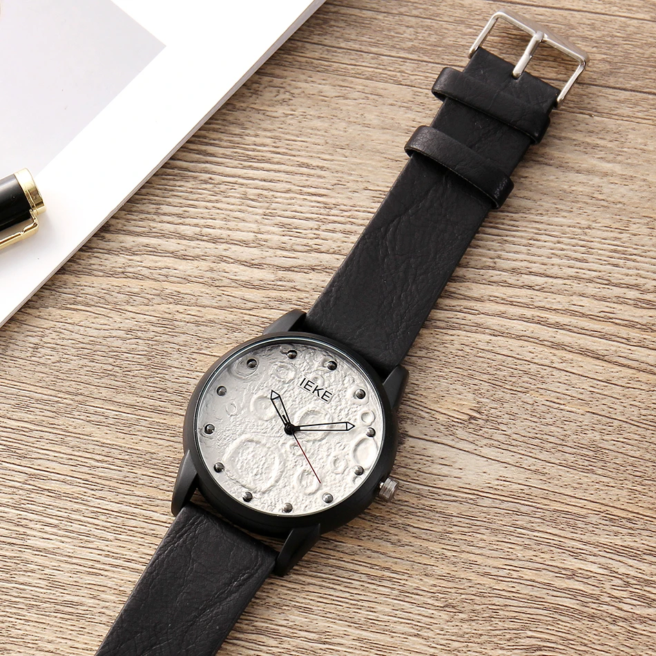 Модные креативные часы с циферблатом лунной поверхности кварцевые наручные для