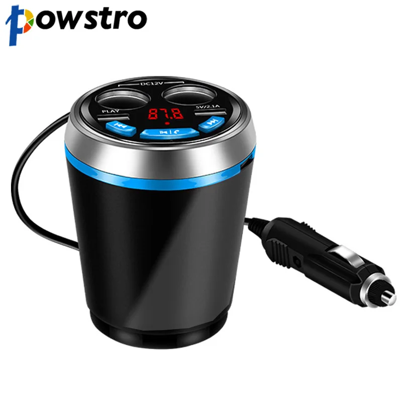 Powstro Dual USB зарядное устройство автомобильное зарядное устройство адаптер Поддержка U диск чтение громкой связи 12-24 в многофункциональный автомобильный держатель чашки комплект