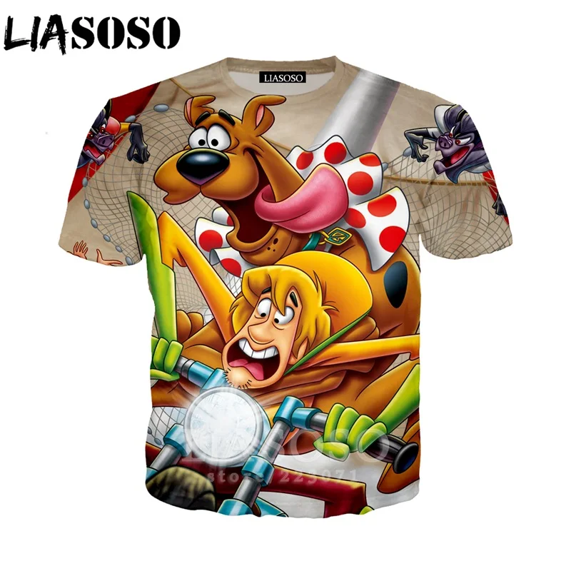 LIASOSO Новинка лета 2019 мужская и женская футболка с 3D принтом из мультфильма Скуби