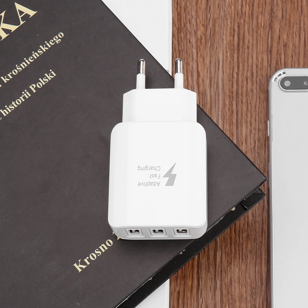 Стены Зарядное устройство адаптер 3 Порты Quick Charge Micro USB быстрой синхронизации
