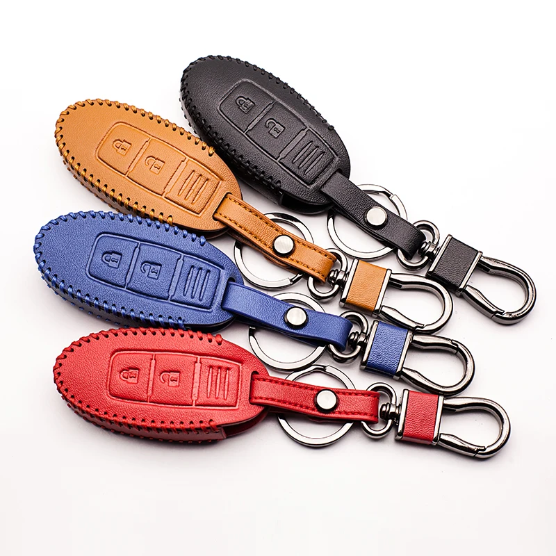 Кожаный чехол для ключей Nissan Tidda Livida X Trail T31 T32 3 кнопки 4 цвета|key case for car|nissan car key