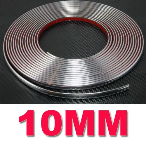 

10MM X 15M Car Chrome Styling Decoration Moulding Trim Strip Tape Auto DIY Protective Sticker Adhesive Fits Most Car NEW
