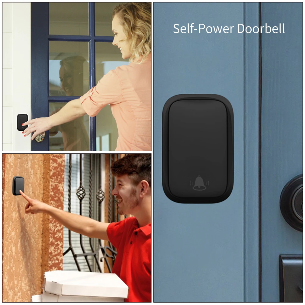 Wolf-Guard Wireless Home Security Добро пожаловать Self-Power Водонепроницаемый дверной звонок Светодиодный индикатор Несколько музыки 38 песен Регулируемая громкость