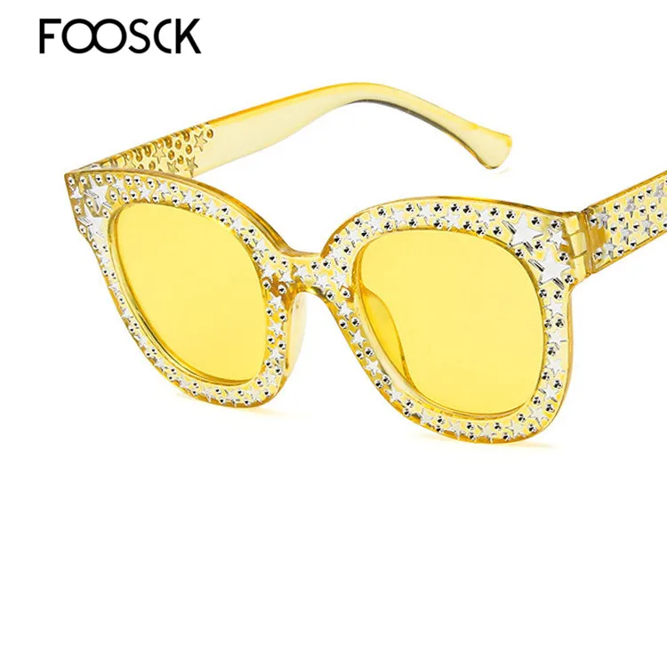 FOOSCK новые большие солнцезащитные очки топ Элитный бренд дизайнерские женские солнцезащитные очки Квадратные дамы модные солнцезащитные очки ретро - Цвет линз: C6Yellow