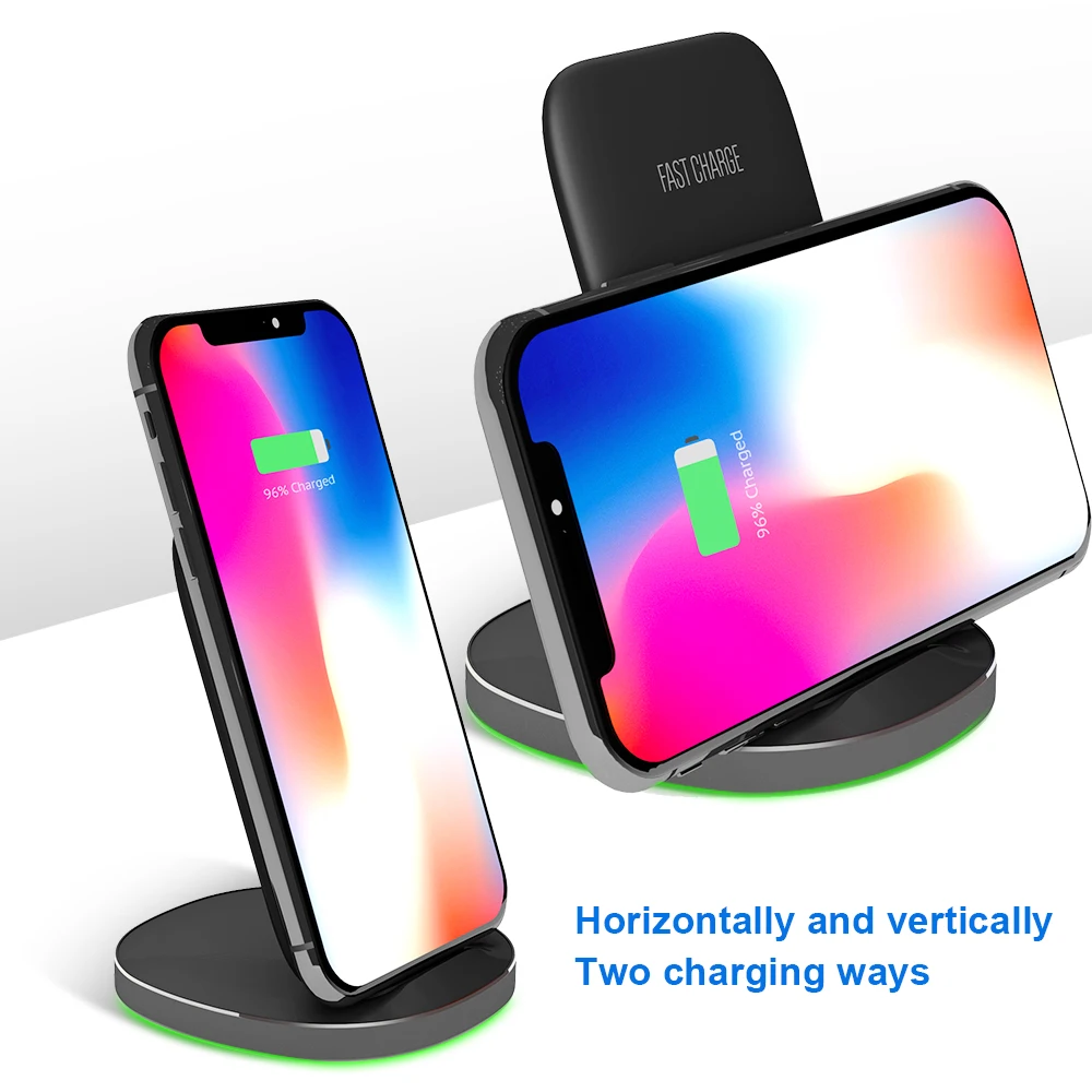 Ascromy подставка Qi Беспроводное зарядное устройство для iPhone X XS Max XR 8 Plus док-станция держатель телефона для samsung Быстрое зарядное устройство индукция