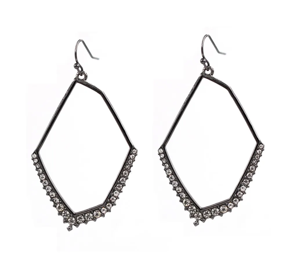 

2022 Hollow Out New Pave Crystal Geometric Dangle Earrings for Women