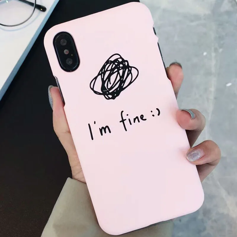 Uvr I'm fine со смайликом смешные слова Прохладный чехол Carcasa принципиально Коке для