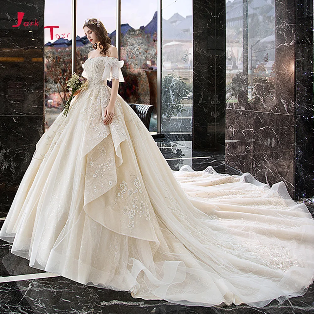 Vestido De Novia винтажное 2019 с открытыми плечами Короткие рукава жемчужные кружевные