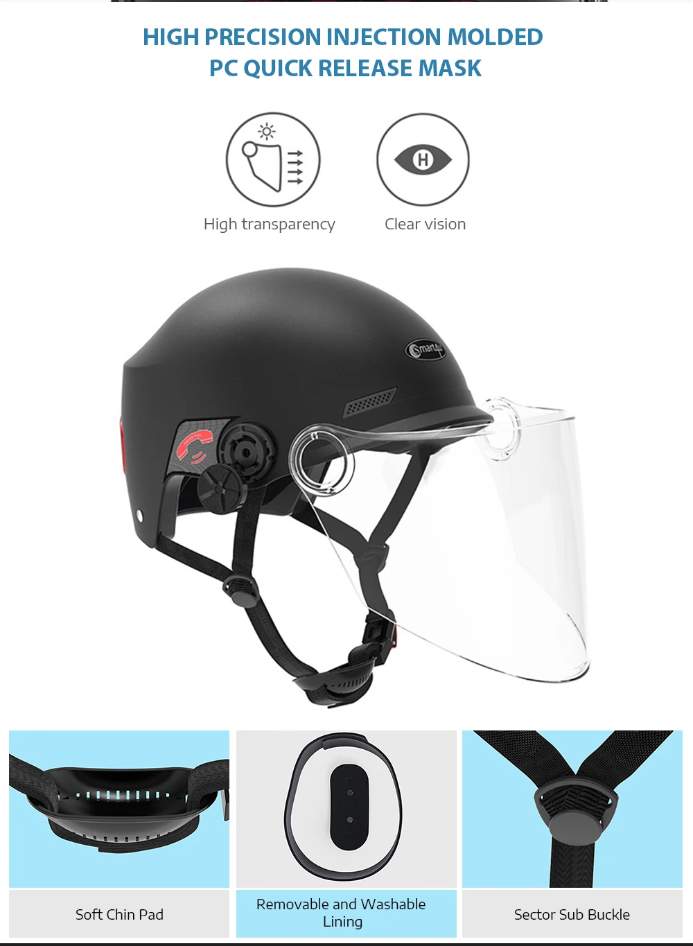 Smart4u E10 Водонепроницаемый умный велосипедный шлем съемная маска Bluetooth динамик зарядка через usb мотоциклетные велосипедные шлемы