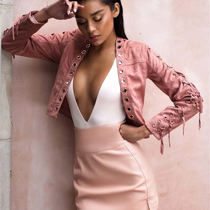 Женская замшевая куртка с кисточками модная Осенняя декоративная короткая