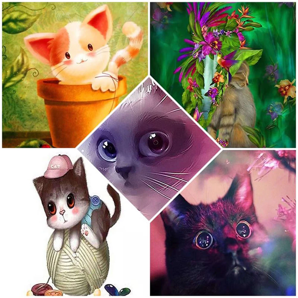 Полноформатная алмазная живопись 5D сделай сам вышивка квадратная кот милый
