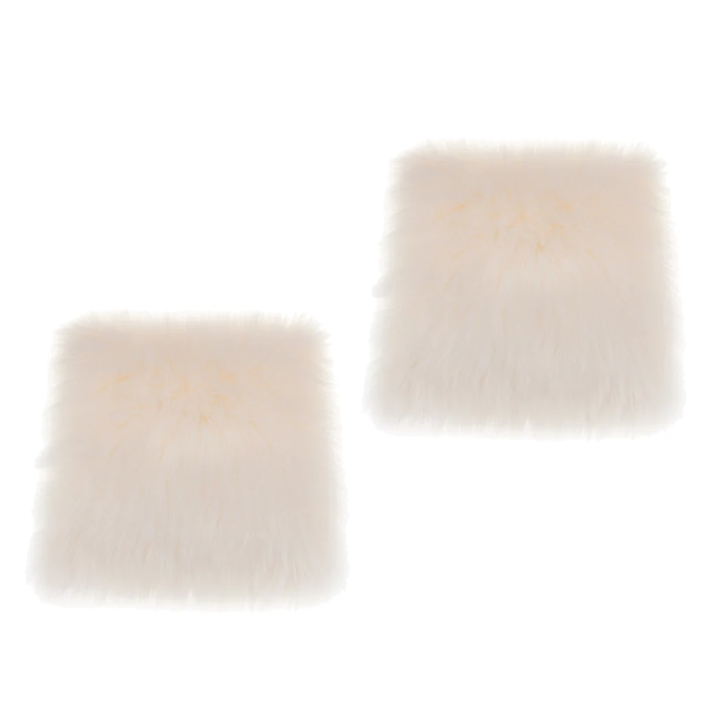 Pack 2 Faux Sheepskin Seat Cushion Bedroom Floor Mat Office Car Sofa Chair Pad Tatami 40cmx40cm -White | Дом и сад